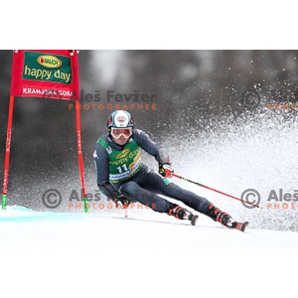 skiing in the first run of AUDI FIS Ski World Cup Giant Slalom for 56.Vitranc Cup in Kranjska gora, Slovenia on March 4, 2017