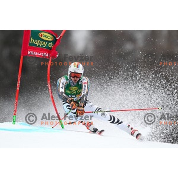 skiing in the first run of AUDI FIS Ski World Cup Giant Slalom for 56.Vitranc Cup in Kranjska gora, Slovenia on March 4, 2017