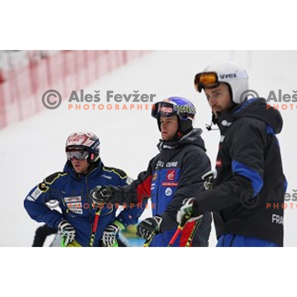 Course inspection before first run of AUDI FIS Ski World Cup Giant Slalom for 56.Vitranc Cup in Kranjska gora, Slovenia on March 4, 2017