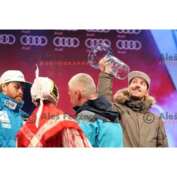 Marcel Hirscher at public draw for AUDI FIS Ski World Cup Slalom for 56.Vitranc Cup in Kranjska gora, Slovenia on March 4, 2017