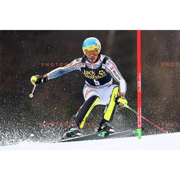 Felix Neureuther (GER) skiing in the first run of AUDI FIS Ski World Cup Slalom for 56.Vitranc Cup in Kranjska Gora, Slovenia on March 5, 2017