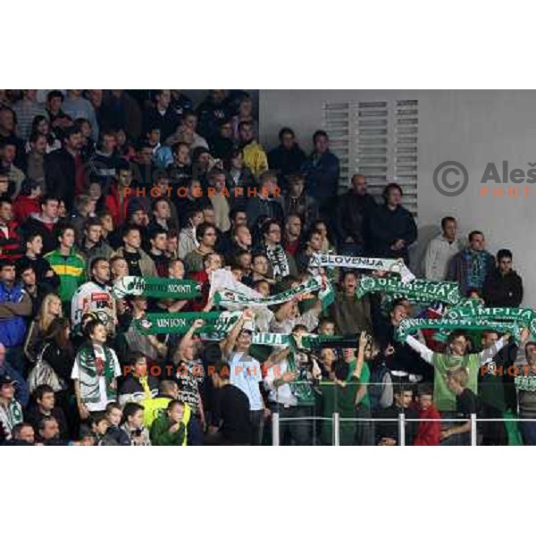 Fans at ice-hockey match ZM Olimpija- Black Wings Linz in EBEL league, played in Ljubljana 28.10.2007. Photo by Ales Fevzer 