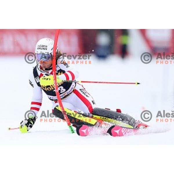 Manuel Feller (AUT) skiing in the first run of AUDI FIS Ski World Cup Slalom for 56.Vitranc Cup in Kranjska Gora, Slovenia on March 5, 2017