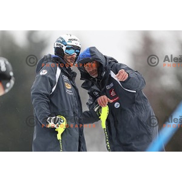 Course inspection before first run of AUDI FIS Ski World Cup Slalom for 56.Vitranc Cup in Kranjska gora, Slovenia on March 5, 2017