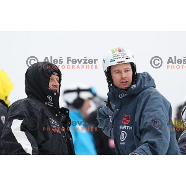 Course inspection before first run of AUDI FIS Ski World Cup Slalom for 56.Vitranc Cup in Kranjska gora, Slovenia on March 5, 2017