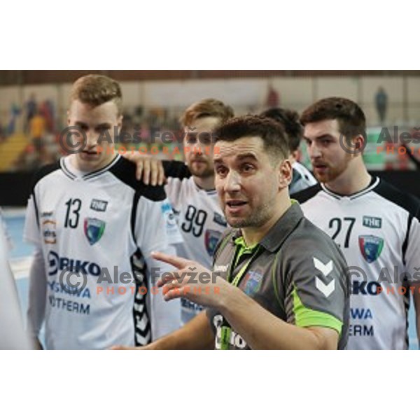 Robert Begus of Riko Ribnica in action during EHF Cup handball match between Riko Ribnica and St. Raphael in Kodeljevo Hall, Ljulbjana, Slovenia on March 5, 2017