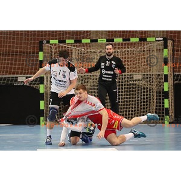 of Riko Ribnica in action during EHF Cup handball match between Riko Ribnica and St. Raphael in Kodeljevo Hall, Ljulbjana, Slovenia on March 5, 2017