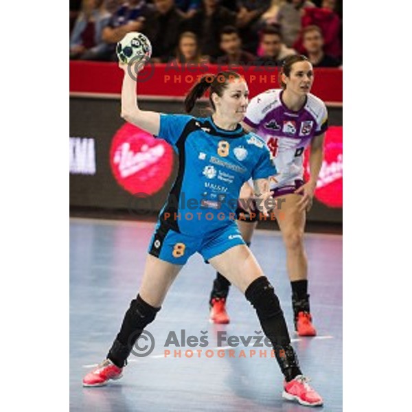 Nina Jericek in action during EHF Womens champions league match between Krim Mercator and Midtylland in Ljubljana, Slovenia on March 11, 2017