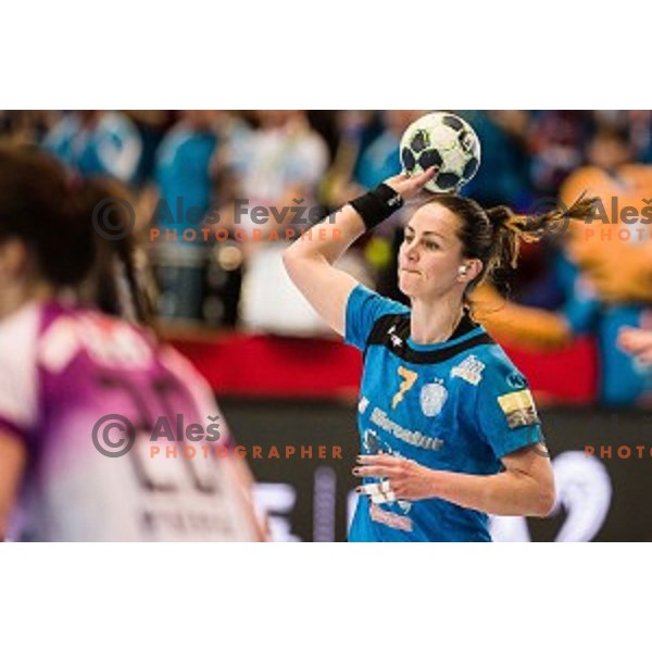 Vesna Milovanovic Litre in action during EHF Womens champions league match between Krim Mercator and Midtylland in Ljubljana, Slovenia on March 11, 2017