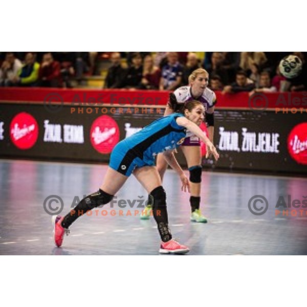 Nina Jericek in action during EHF Womens champions league match between Krim Mercator and Midtylland in Ljubljana, Slovenia on March 11, 2017