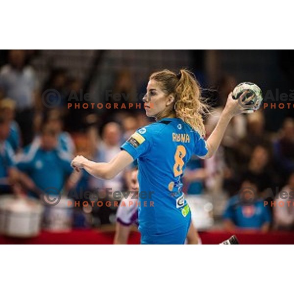 Ana Abina in action during EHF Womens champions league match between Krim Mercator and Midtylland in Ljubljana, Slovenia on March 11, 2017