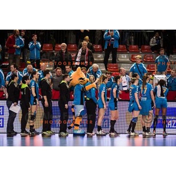 Krim in action during EHF Womens champions league match between Krim Mercator and Midtylland in Ljubljana, Slovenia on March 11, 2017