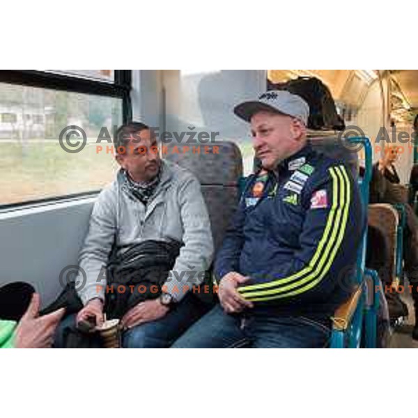 Press conference of Slovenia Nordic team at Sloveina Railways route between Ljubljana and Jesenice before Men\'s World Cup Ski Flying Final Planica, Slovenia, on March 22, 2017.