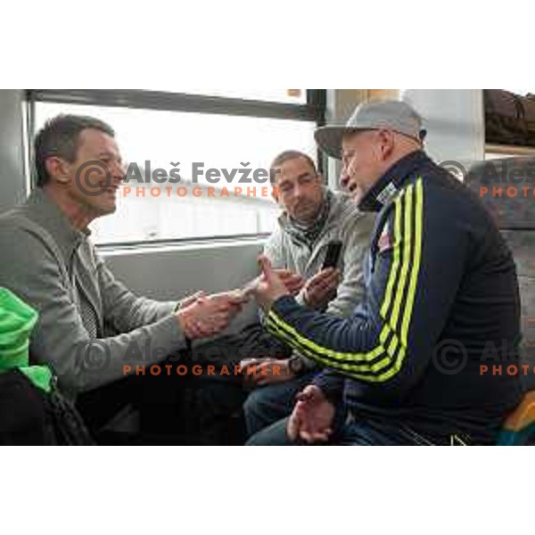 Press conference of Slovenia Nordic team at Sloveina Railways route between Ljubljana and Jesenice before Men\'s World Cup Ski Flying Final Planica, Slovenia, on March 22, 2017.