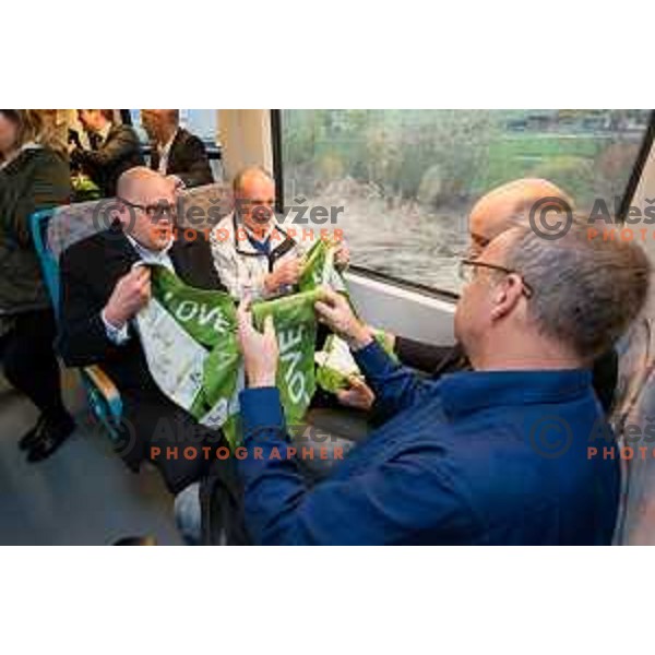 Press conference of Slovenia Nordic team at Sloveina Railways route between Ljubljana and Jesenice before Men\'s World Cup Ski Flying Final Planica, Slovenia, on March 22, 2017.