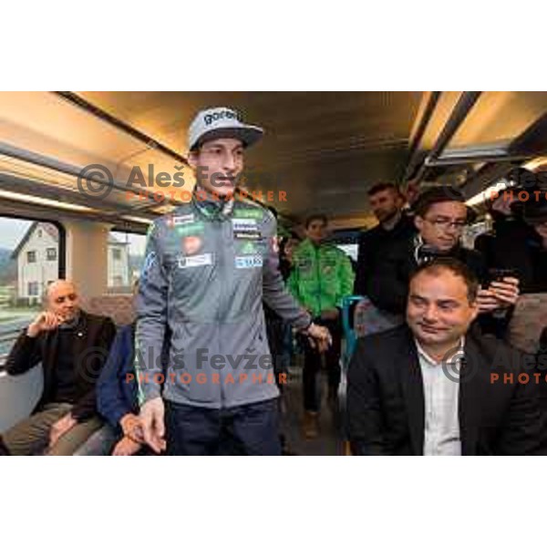 Press conference of Slovenia Nordic team at Sloveina Railways route between Ljubljana and Jesenice before Men\'s World Cup Ski Flying Final Planica, Slovenia, on March 22, 2017.