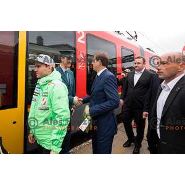 Press conference of Slovenia Nordic team at Sloveina Railways route between Ljubljana and Jesenice before Men\'s World Cup Ski Flying Final Planica, Slovenia, on March 22, 2017.