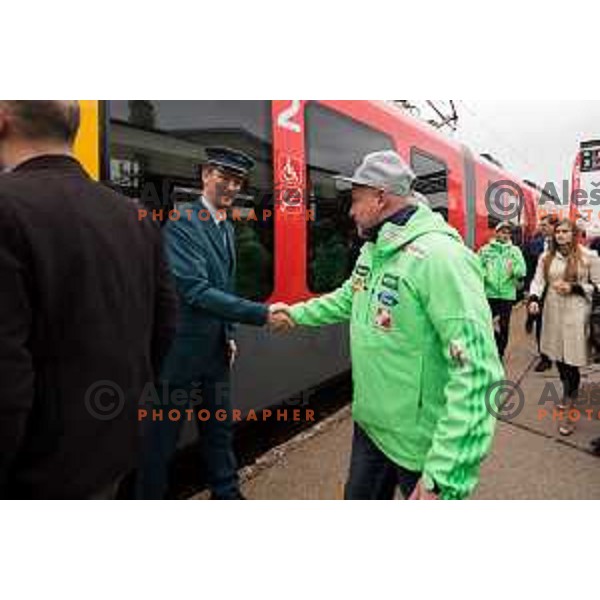 Press conference of Slovenia Nordic team at Sloveina Railways route between Ljubljana and Jesenice before Men\'s World Cup Ski Flying Final Planica, Slovenia, on March 22, 2017.