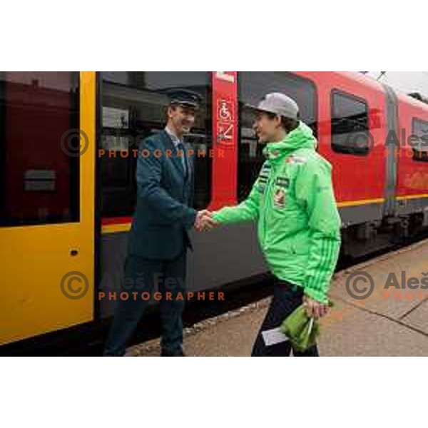 Press conference of Slovenia Nordic team at Sloveina Railways route between Ljubljana and Jesenice before Men\'s World Cup Ski Flying Final Planica, Slovenia, on March 22, 2017.