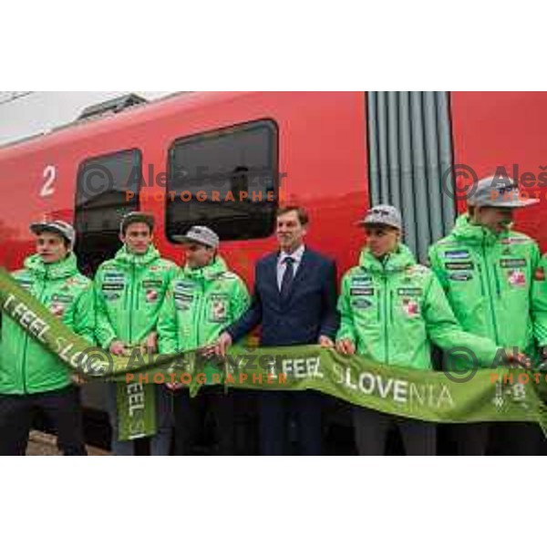 Press conference of Slovenia Nordic team at Sloveina Railways route between Ljubljana and Jesenice before Men\'s World Cup Ski Flying Final Planica, Slovenia, on March 22, 2017.