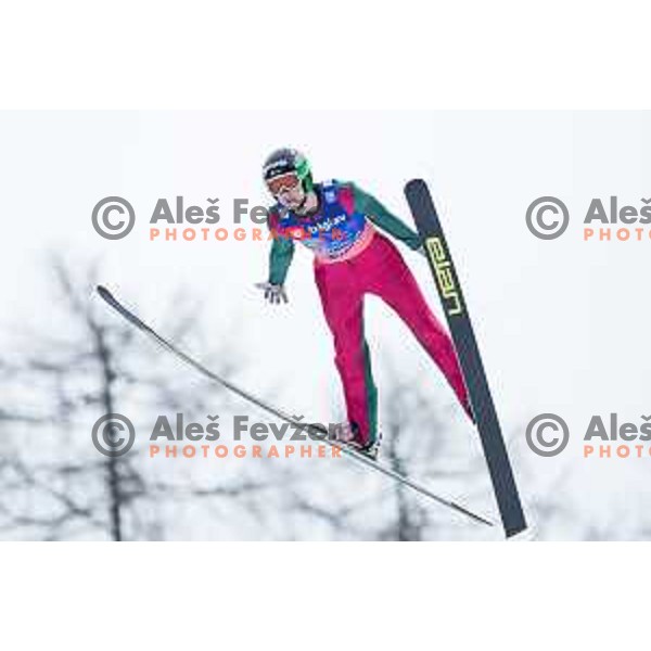 Gasper Stupar during the test day before Men\'s World Cup Ski Flying Final Planica 2017, Planica, Slovenia, on March 22, 2017.