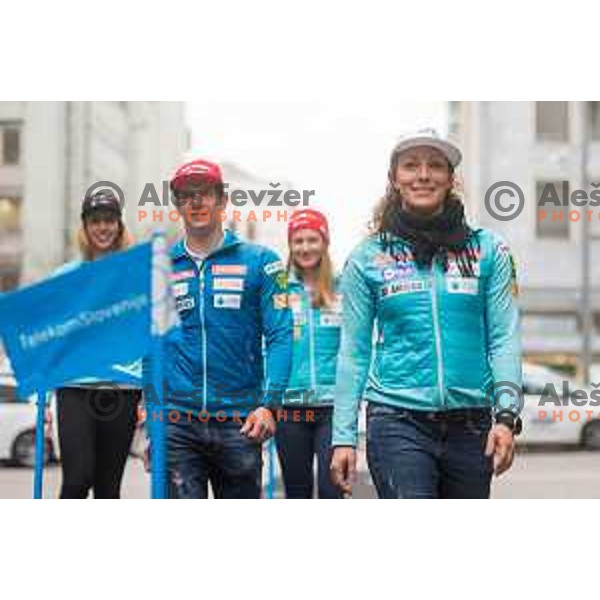 Ilka Stuhec during Press conferation of Slovenian ski association, Ljubljana, Slovenia, on March 22, 2017.