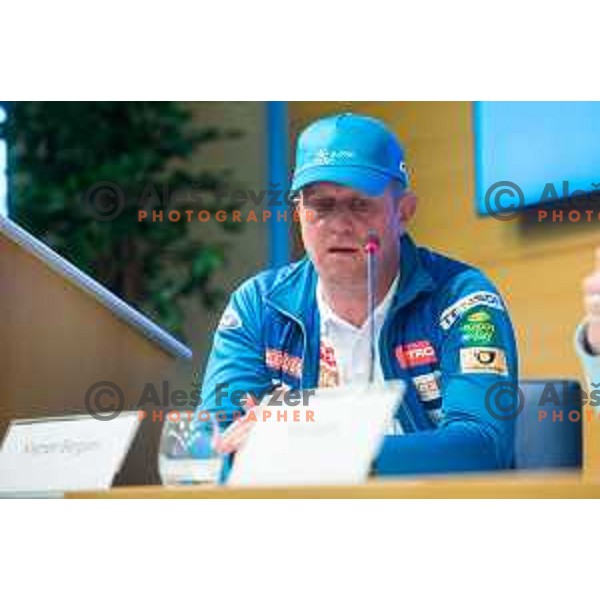 Klemen Bergant during Press conferation of Slovenian ski association, Ljubljana, Slovenia, on March 22, 2017.