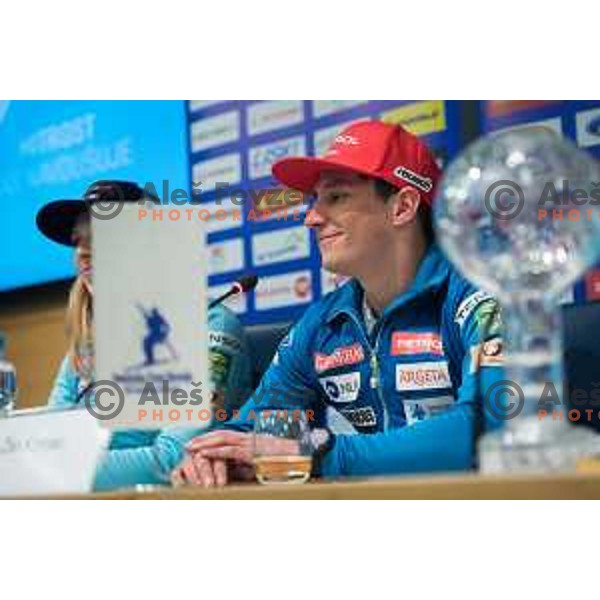 Zan Kranjec during Press conferation of Slovenian ski association, Ljubljana, Slovenia, on March 22, 2017.