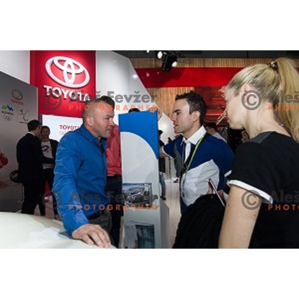 Dejan Zavec, Jernej Damjan during the presentation of the sponsorship between Toyota and the Slovenian Olympic committee in Ljubljana, Slovenia on March 31, 2017