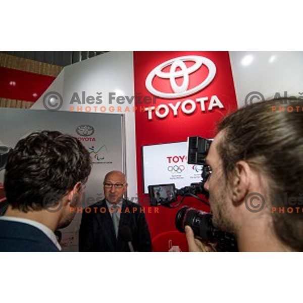Bogdan Gabrovec during the presentation of the sponsorship between Toyota and the Slovenian Olympic committee in Ljubljana, Slovenia on March 31, 2017