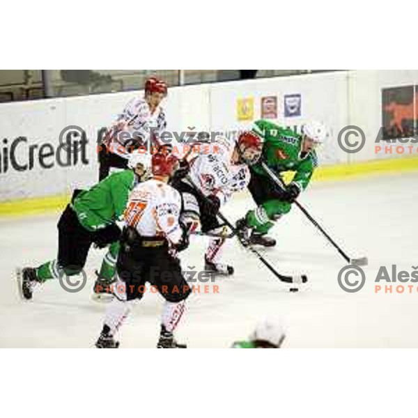 Luka Kalan of Jesenice in action during ice-hockey match between Olimpija Ljubljana and Jesenice in the Final of Slovenian league 2016/2017 in Tivoli Hall, Ljubljana, Slovenia on April 6, 2017