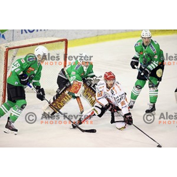 Tilen Spreitzer of Olimpija in action during ice-hockey match between Olimpija Ljubljana and Jesenice in the Final of Slovenian league 2016/2017 in Tivoli Hall, Ljubljana, Slovenia on April 6, 2017