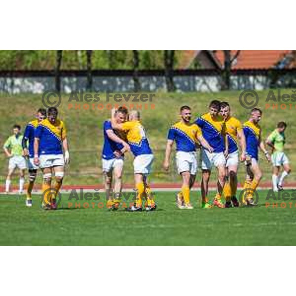 in action during rugby match between Slovenia and Bosnia and hercegovina at Stadion Zak, Ljubljana, Slovenia, on April 8th, 2017.