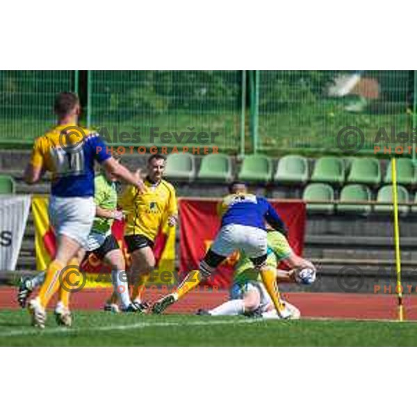 in action during rugby match between Slovenia and Bosnia and hercegovina at Stadion Zak, Ljubljana, Slovenia, on April 8th, 2017.