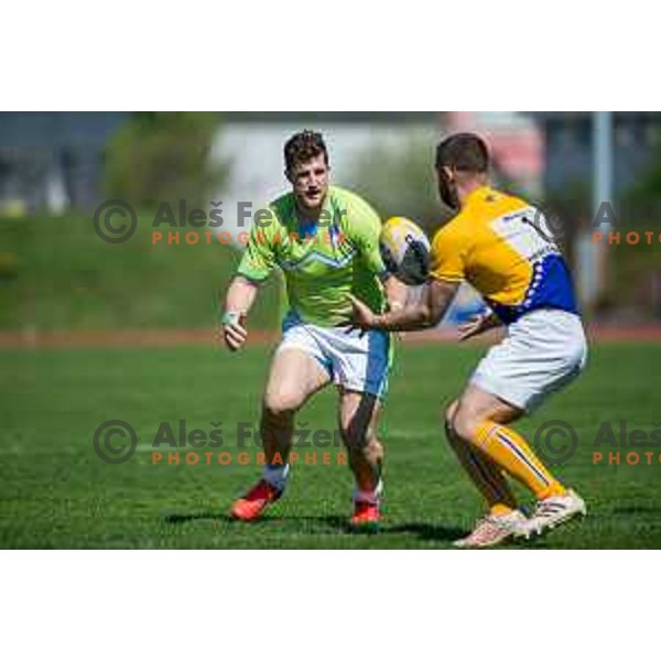 in action during rugby match between Slovenia and Bosnia and hercegovina at Stadion Zak, Ljubljana, Slovenia, on April 8th, 2017.