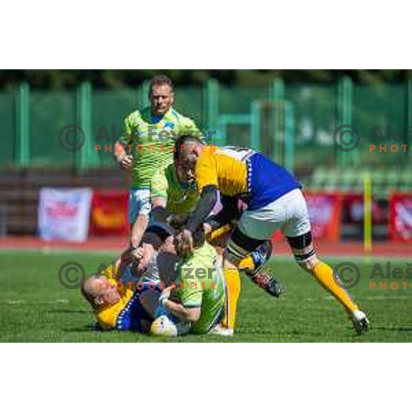 in action during rugby match between Slovenia and Bosnia and hercegovina at Stadion Zak, Ljubljana, Slovenia, on April 8th, 2017.