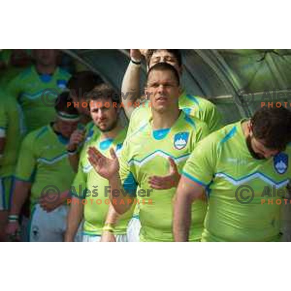 in action during rugby match between Slovenia and Bosnia and Hercegovina at Stadion Zak, Ljubljana, Slovenia, on April 8th, 2017.