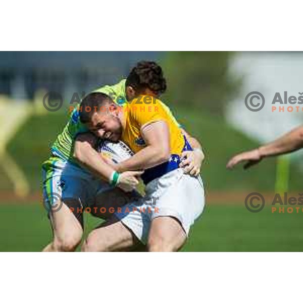 in action during rugby match between Slovenia and Bosnia and Hercegovina at Stadion Zak, Ljubljana, Slovenia, on April 8th, 2017.