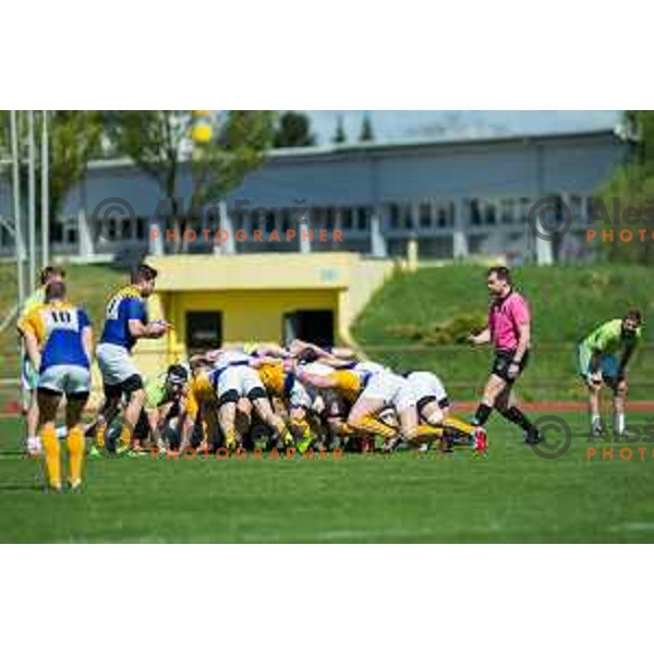 in action during rugby match between Slovenia and Bosnia and Hercegovina at Stadion Zak, Ljubljana, Slovenia, on April 8th, 2017.