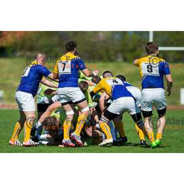 in action during rugby match between Slovenia and Bosnia and Hercegovina at Stadion Zak, Ljubljana, Slovenia, on April 8th, 2017.