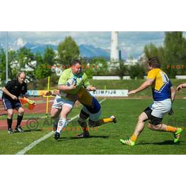 in action during rugby match between Slovenia and Bosnia and Hercegovina at Stadion Zak, Ljubljana, Slovenia, on April 8th, 2017.