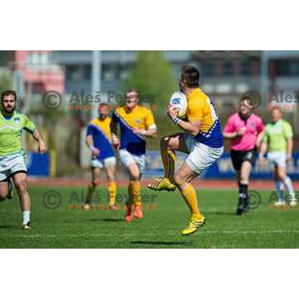 in action during rugby match between Slovenia and Bosnia and Hercegovina at Stadion Zak, Ljubljana, Slovenia, on April 8th, 2017.