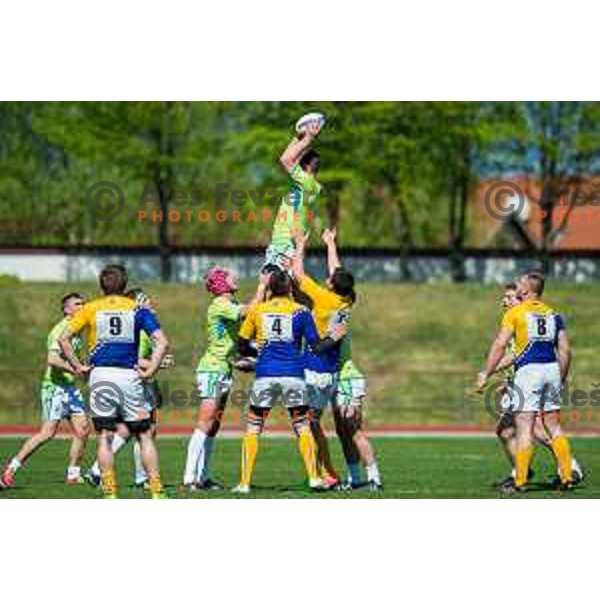 in action during rugby match between Slovenia and Bosnia and Hercegovina at Stadion Zak, Ljubljana, Slovenia, on April 8th, 2017.