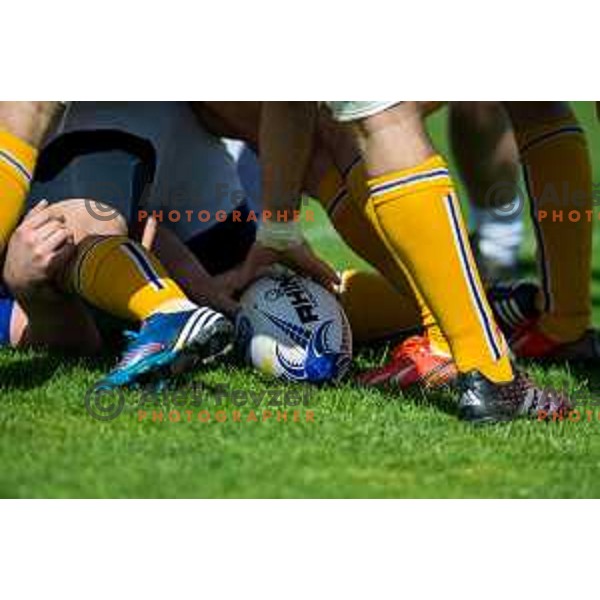 in action during rugby match between Slovenia and Bosnia and Hercegovina at Stadion Zak, Ljubljana, Slovenia, on April 8th, 2017.