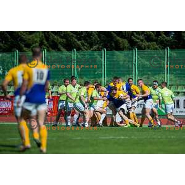 in action during rugby match between Slovenia and Bosnia and Hercegovina at Stadion Zak, Ljubljana, Slovenia, on April 8th, 2017.