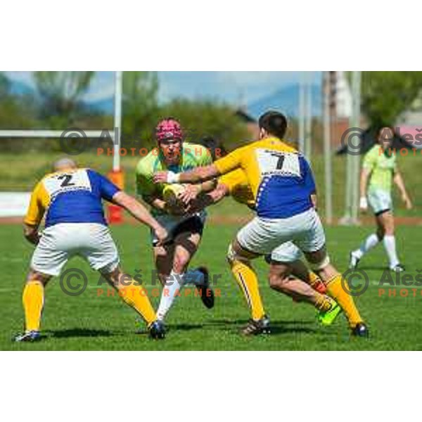 in action during rugby match between Slovenia and Bosnia and Hercegovina at Stadion Zak, Ljubljana, Slovenia, on April 8th, 2017.