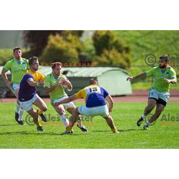 in action during rugby match between Slovenia and Bosnia and Hercegovina at Stadion Zak, Ljubljana, Slovenia, on April 8th, 2017.