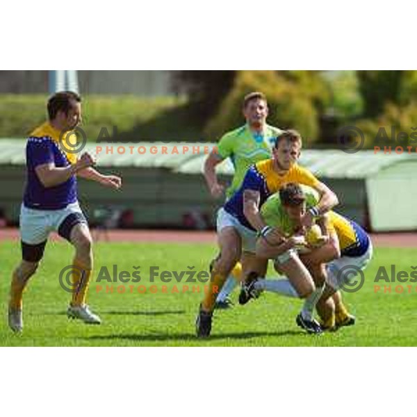 in action during rugby match between Slovenia and Bosnia and Hercegovina at Stadion Zak, Ljubljana, Slovenia, on April 8th, 2017.