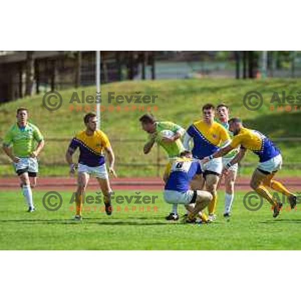 in action during rugby match between Slovenia and Bosnia and Hercegovina at Stadion Zak, Ljubljana, Slovenia, on April 8th, 2017.