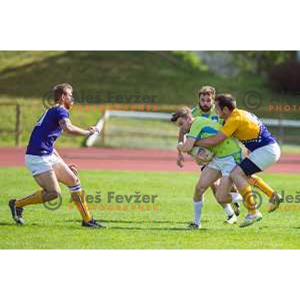 in action during rugby match between Slovenia and Bosnia and Hercegovina at Stadion Zak, Ljubljana, Slovenia, on April 8th, 2017.